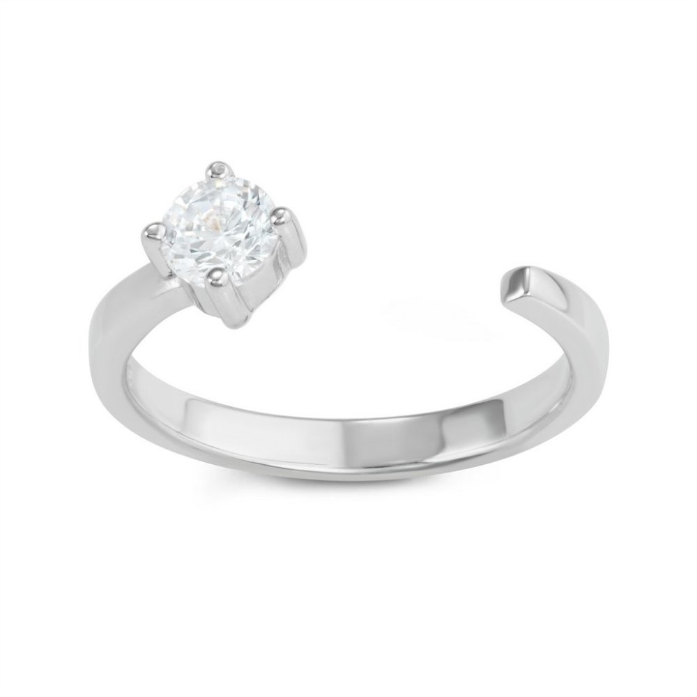 Sterling Silver Round CZ Open Ring